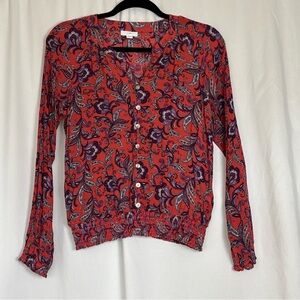 VTG Y2K J. Jill Silk Feel Paisley Whimsical Romantic Top Size XS